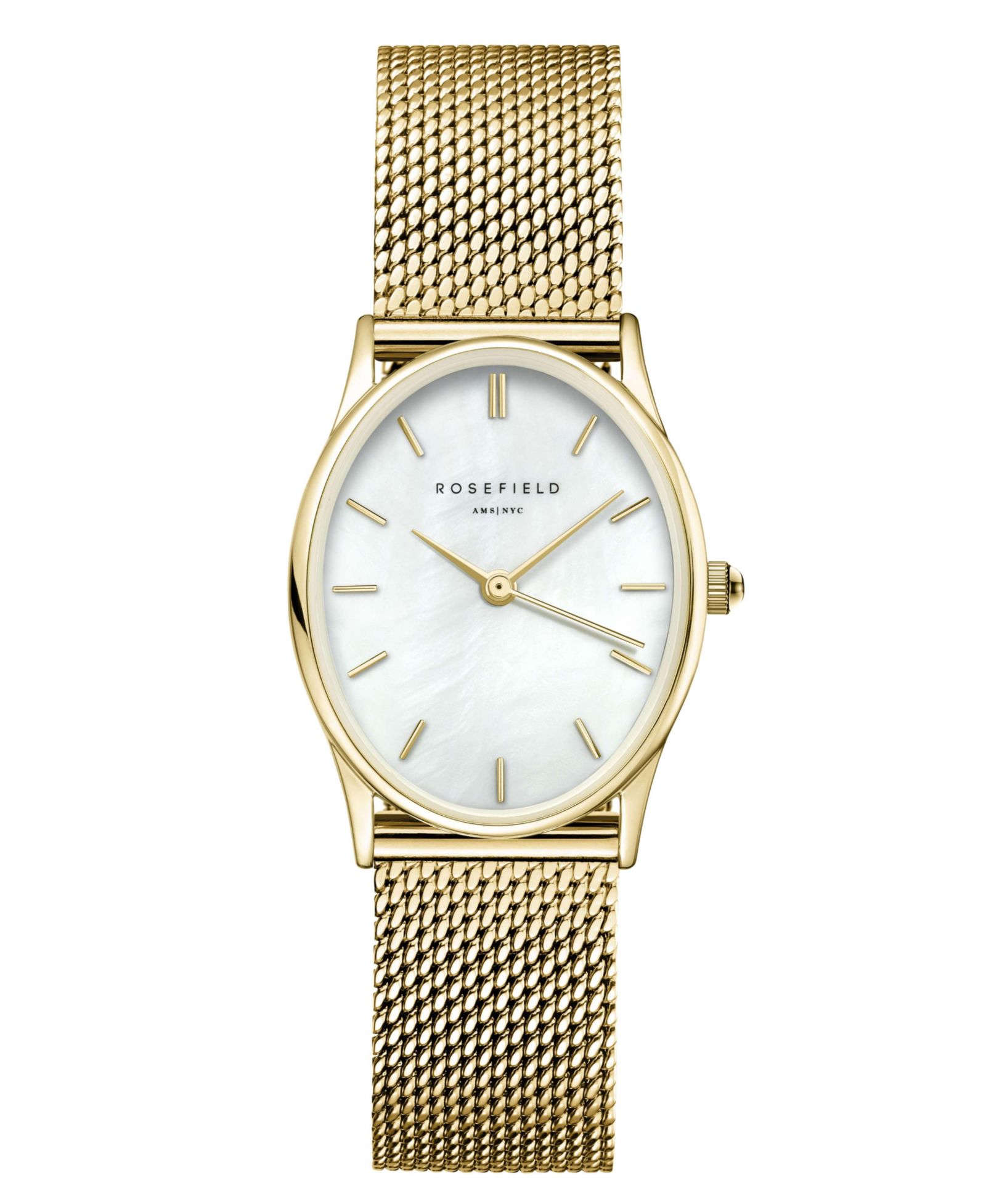 Женские часы ROSEFIELD Oval Gold Tone Stainless Steel Mesh 29mm