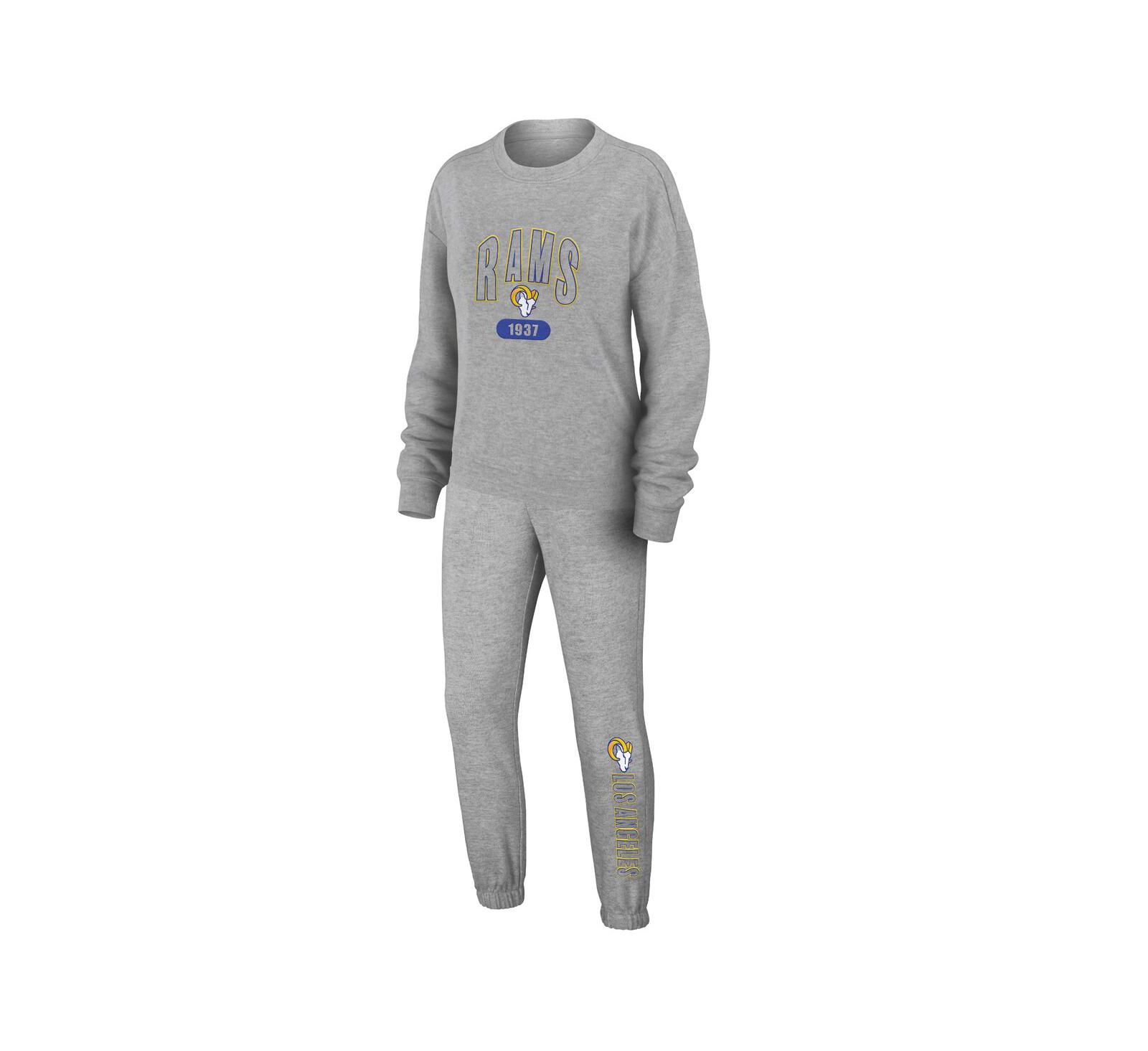 Женский комплект WEAR by Erin Andrews Heather Gray Los Angeles Rams Knit Long Sleeve T-Shirt & Pants Sleep Set