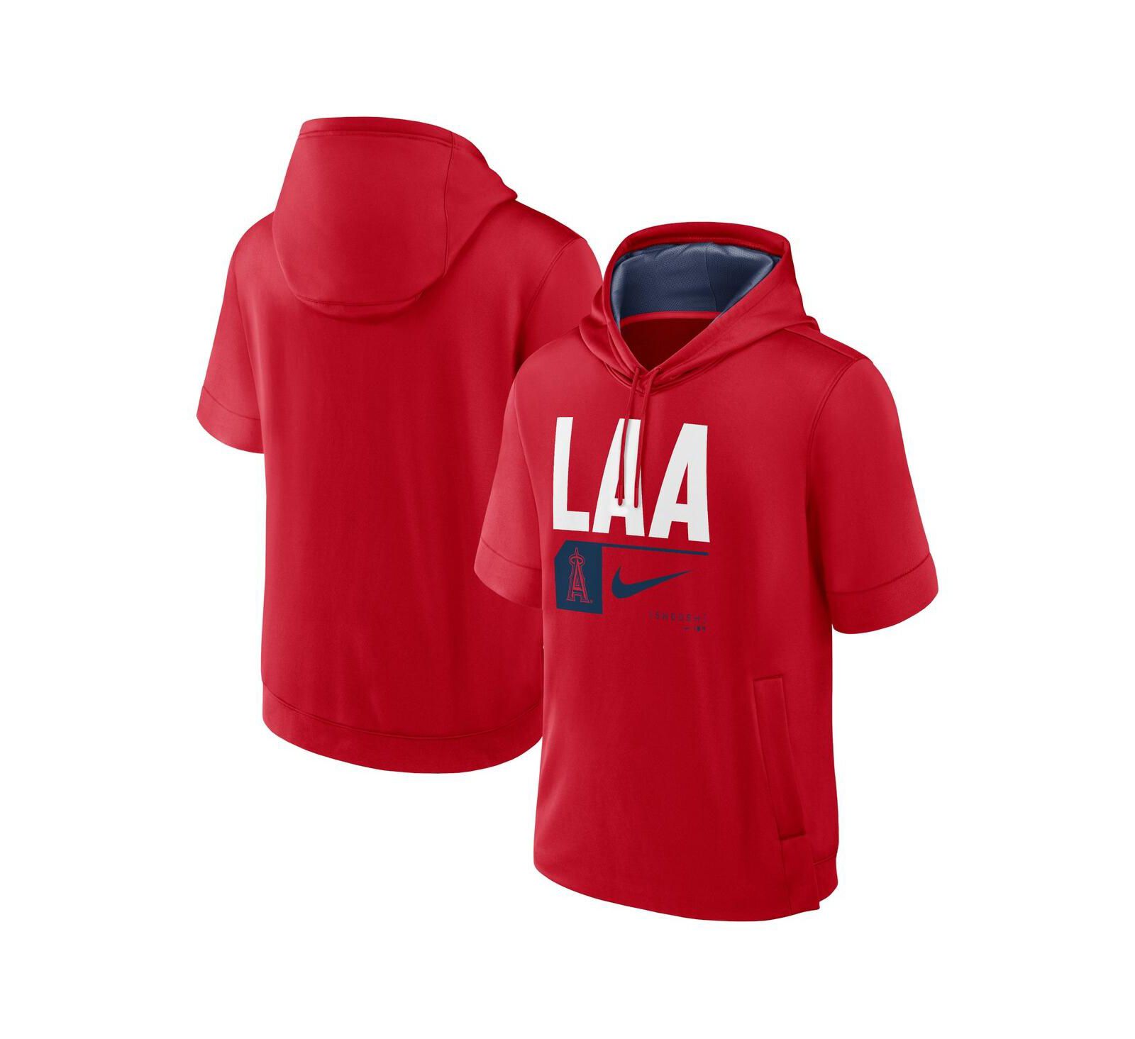 Nike Men's Red Los Angeles Angels Tri Code Lockup Short Sleeve Pullover Hoodie