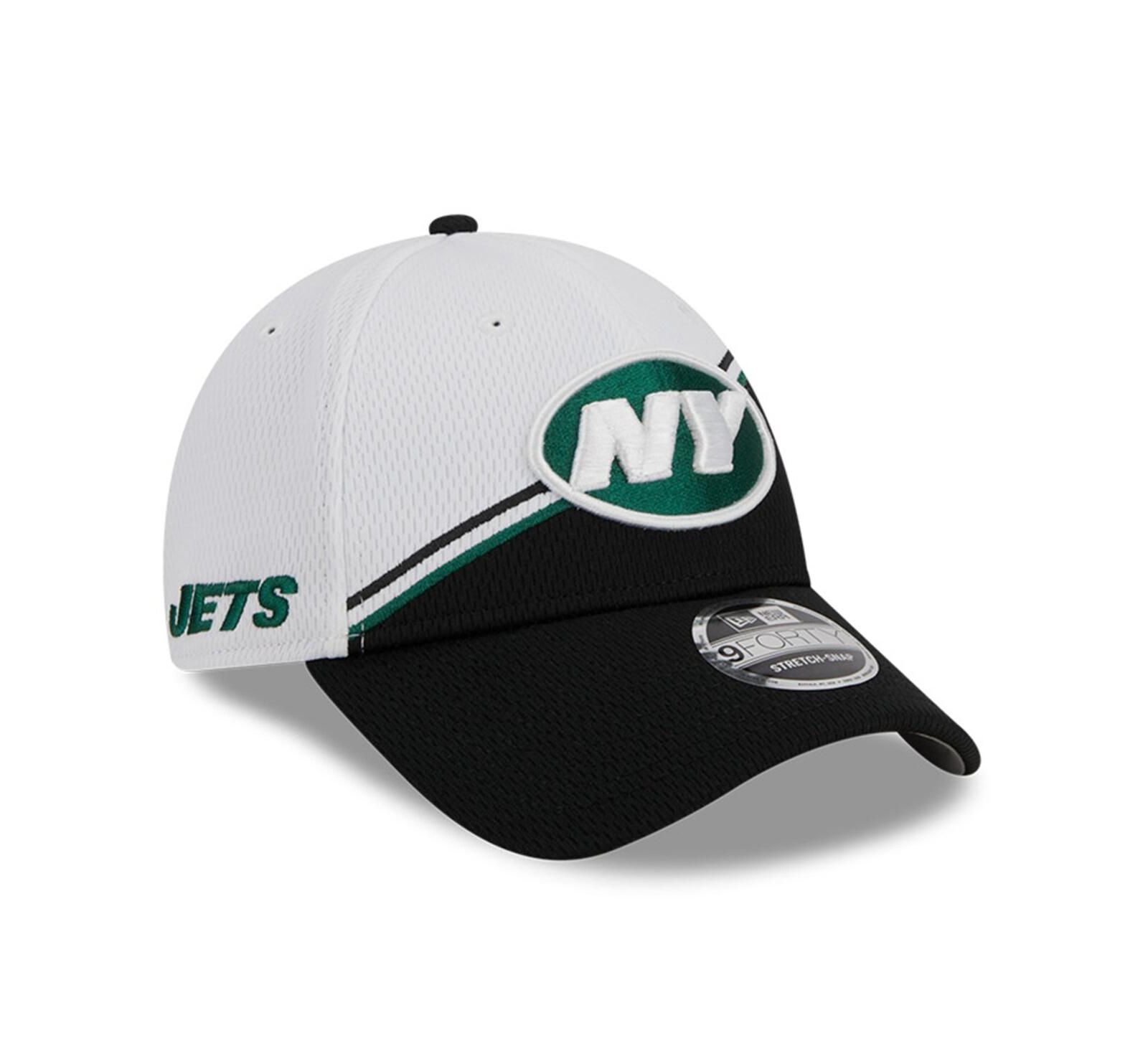 New Era Men's White/Black New York Jets 2023 Sideline 9FORTY Adjustable Hat