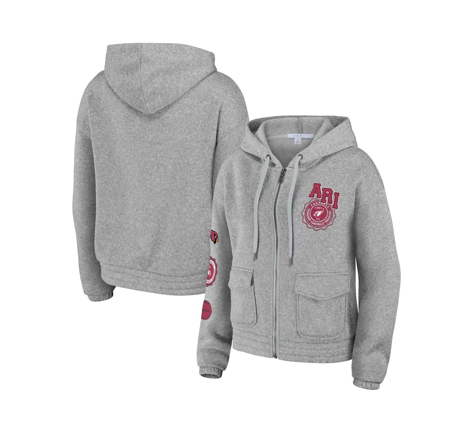 WEAR by Erin Andrews Женский флисовый худи с полной молнией Heather Gray Arizona Cardinals