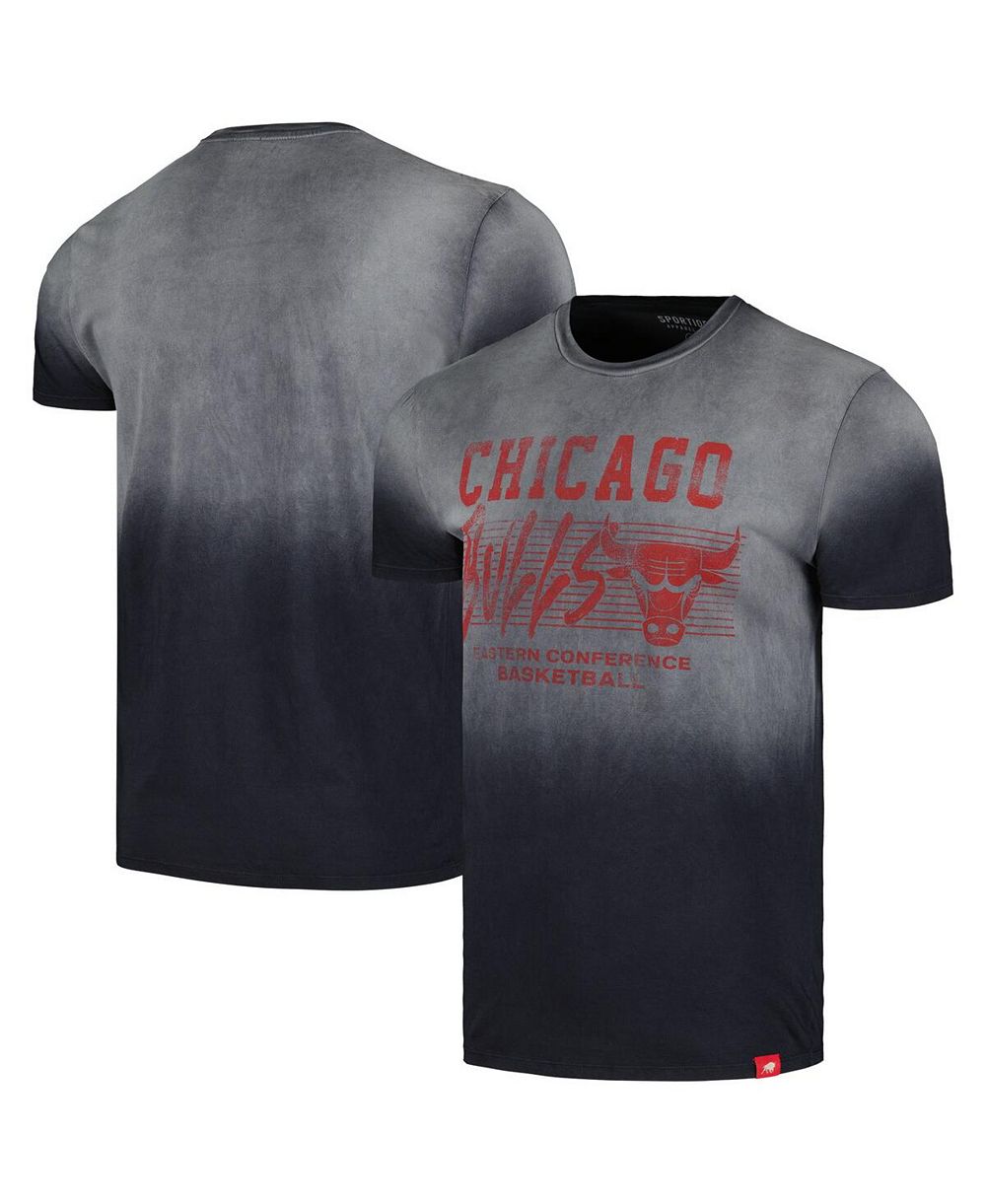 Мужская и женская футболка Sportiqe Black Chicago Bulls Bingham Sun-Fade