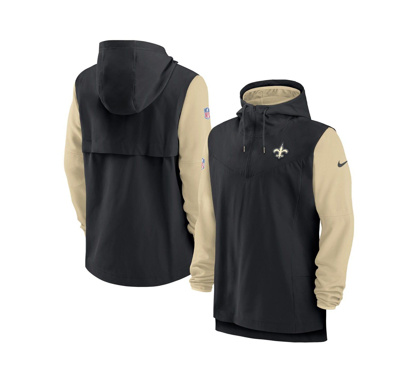 Мужская толстовка Nike New Orleans Saints Sideline Player Quarter-Zip Hoodie, черная/золотая