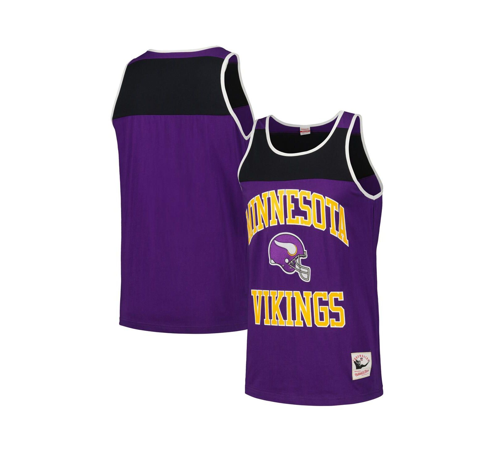 Мужской майка Mitchell & Ness Minnesota Vikings Heritage Colorblock фиолетово-черная