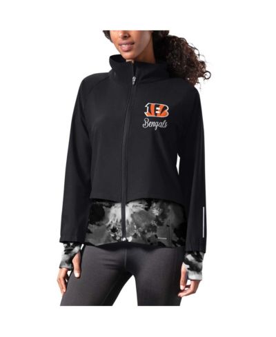 MSX by Michael Strahan Women's Black Cincinnati Bengals Grace Raglan Full-Zip Running Jacket