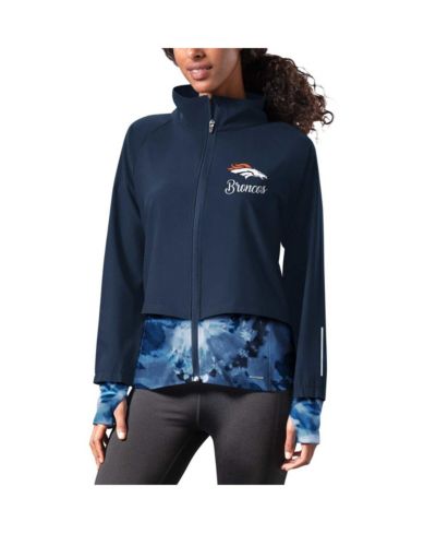 MSX by Michael Strahan Women's Navy Denver Broncos Grace Raglan Full-Zip Running Jacket