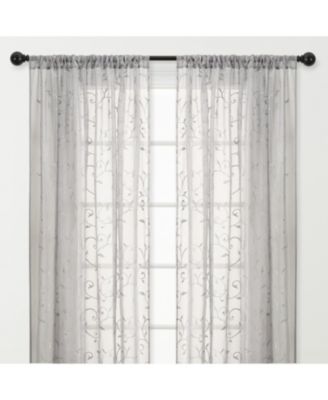 Chanasya Premium Embroidered Swirl Vine Curtains - Sheer Curtains for Living Room, Bedroom, Kitchen - 52" x 63" - Sage, 2 Panels