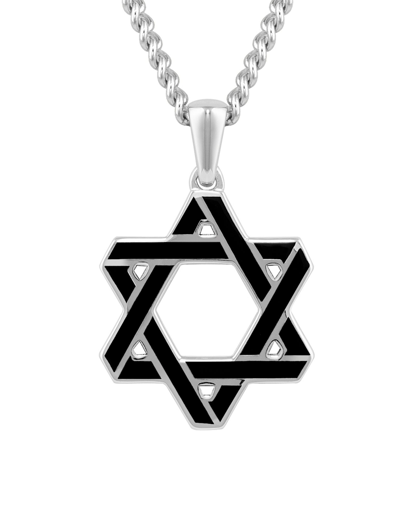 Vincero Men's Jewish Star Pendant Rhodium-Plated 925 Sterling Silver
