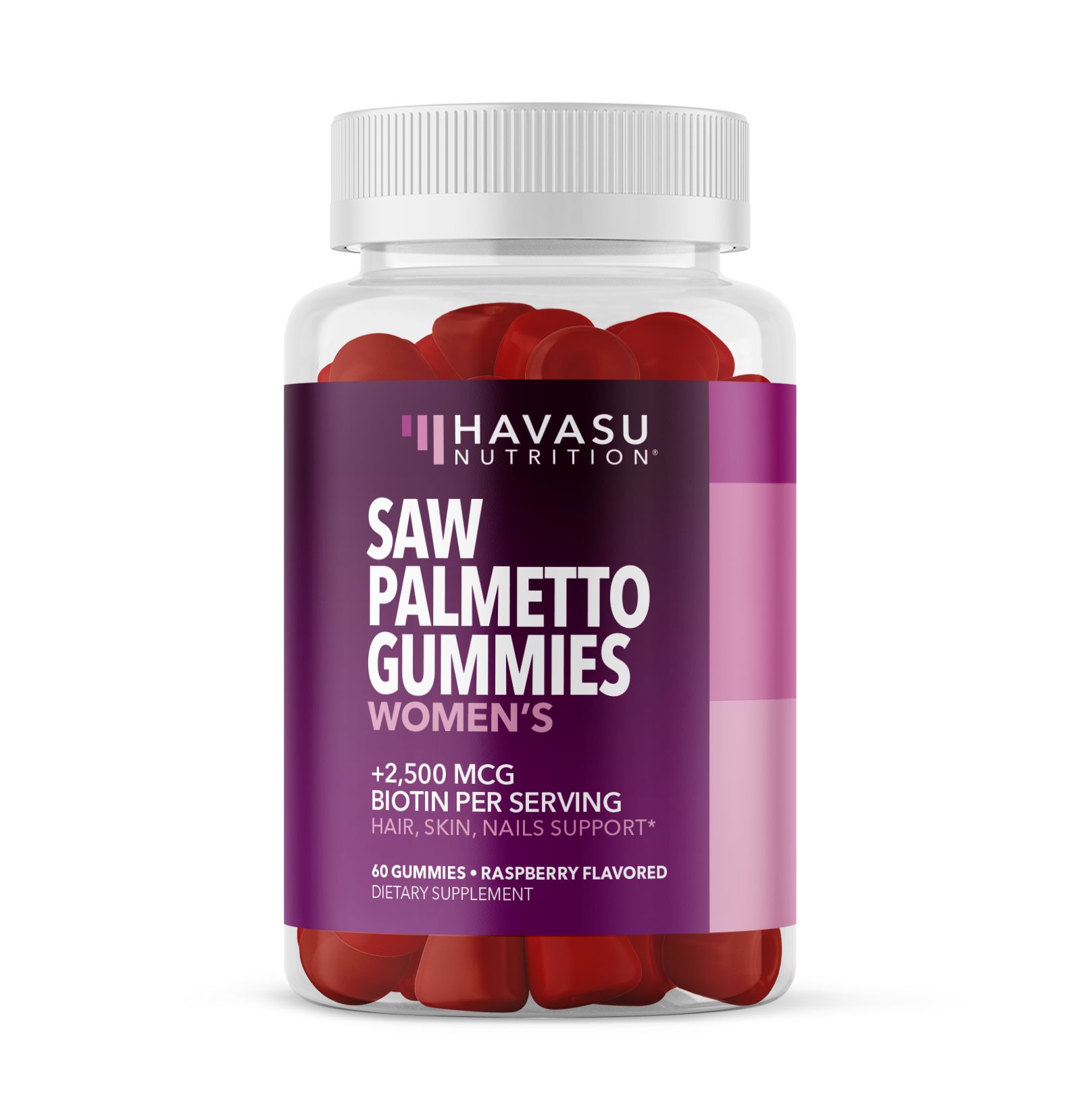Желейные витамины Havasu Nutrition Saw Palmetto для женщин + 2500 mcg Biotin, DHT Blocker & Biotin для волос, кожи и ногтей, послеродовой рост волос, 60 шт