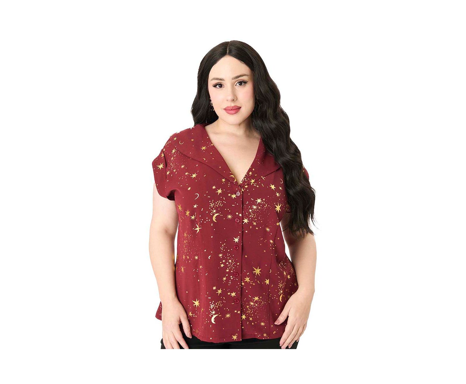 Unique Vintage Plus Size Women's 1960s Twill Sleeveless Blouse