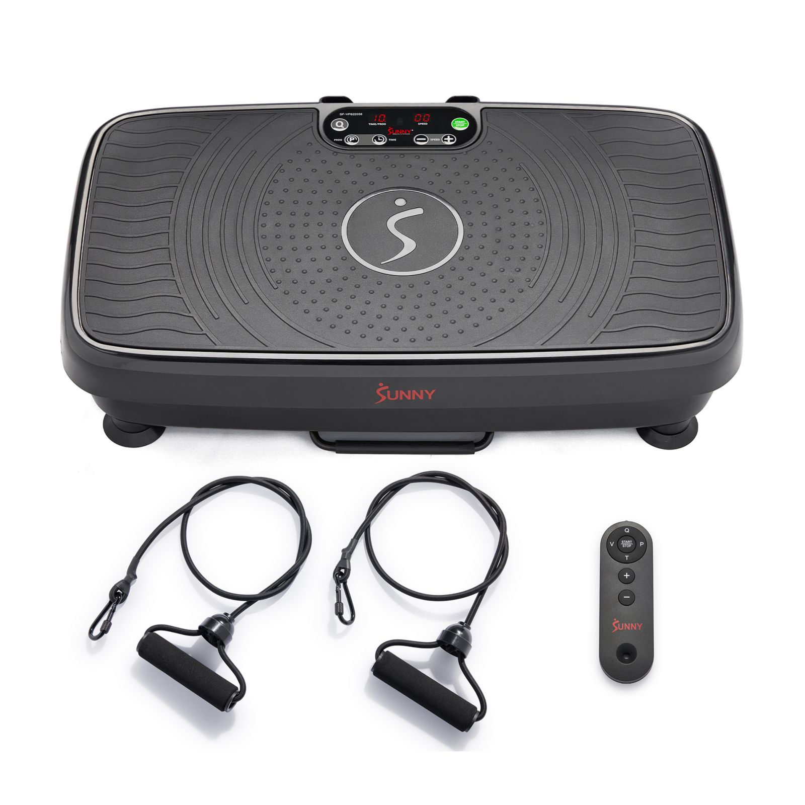 Sunny Health & Fitness 2D Vibration Plate Exercise Machine for Full Body Toning with 99 Speeds and Resistance Bands