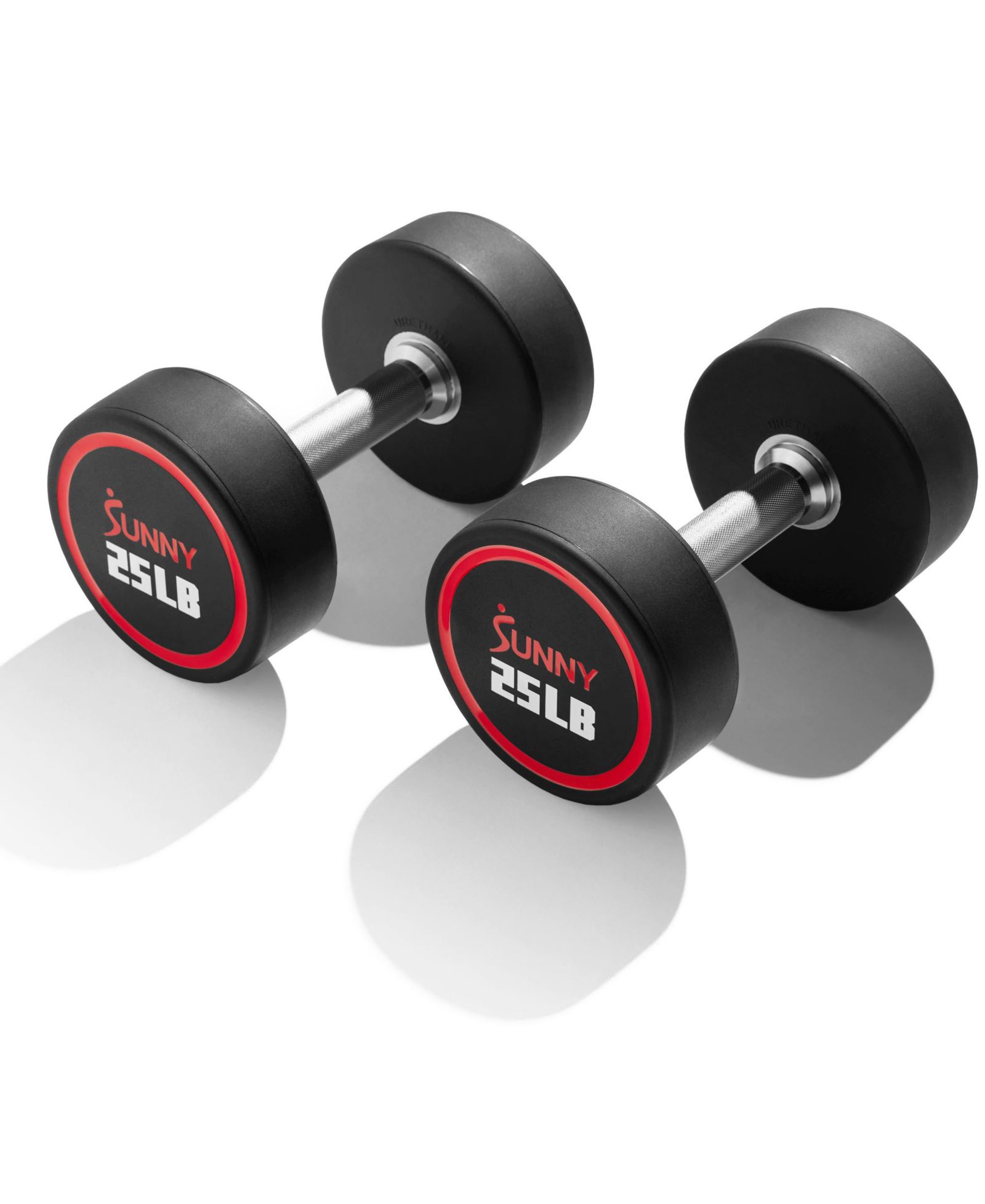 Sunny Health & Fitness Signature Style Polyurethane Round Dumbbells, 25LBs (Pair)