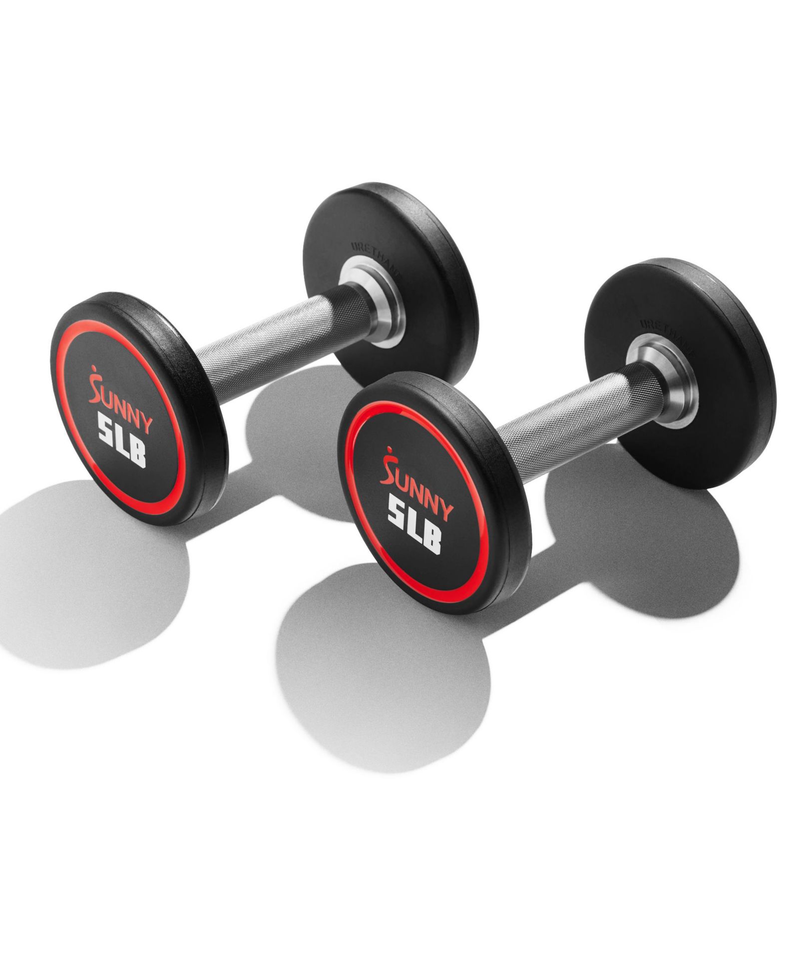 Sunny Health & Fitness Signature Style Polyurethane Round Dumbbells, 5LBs (Pair)