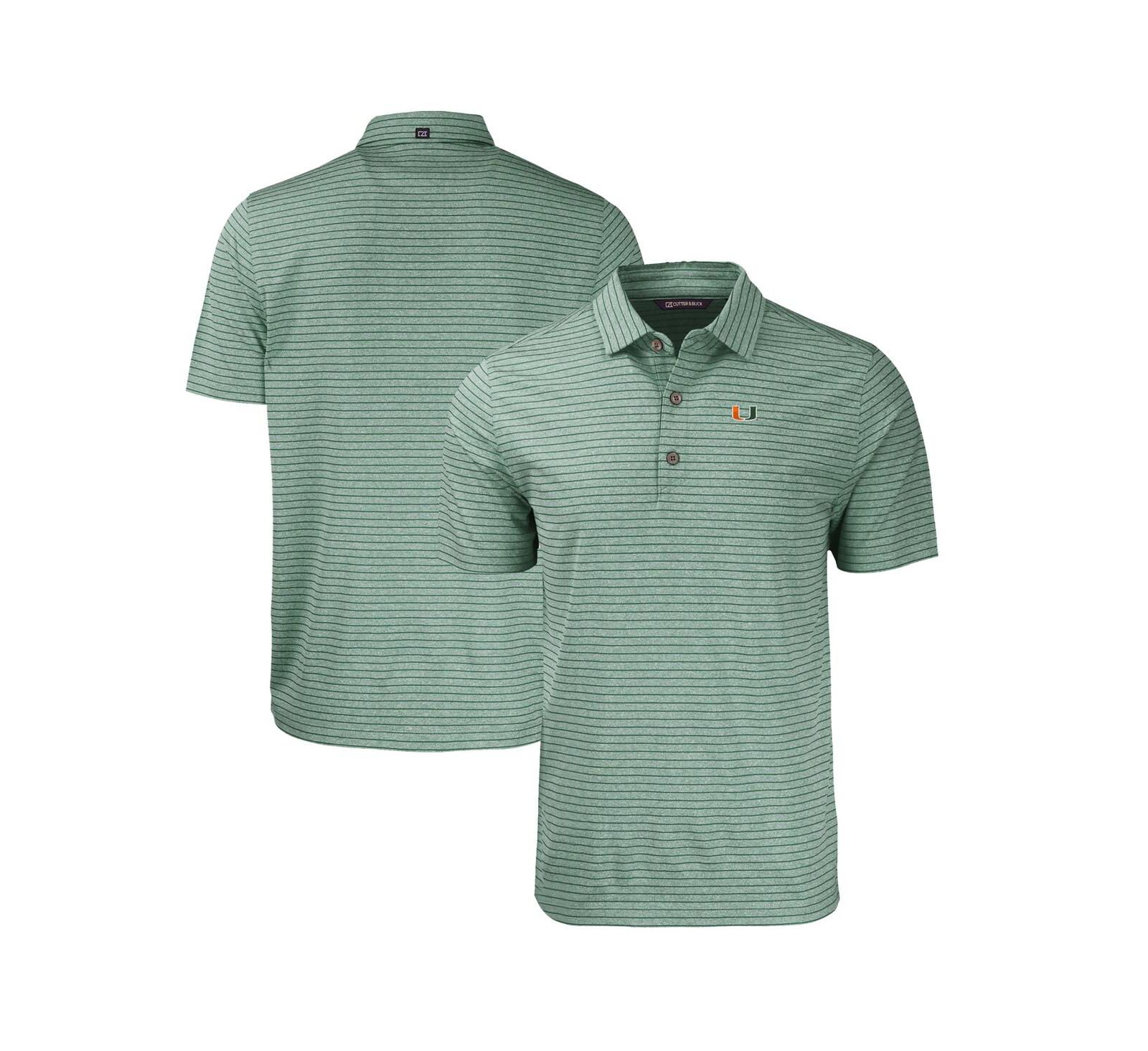Cutter & Buck Men's Miami Hurricanes Forge Eco Heathered Stripe Stretch Polo