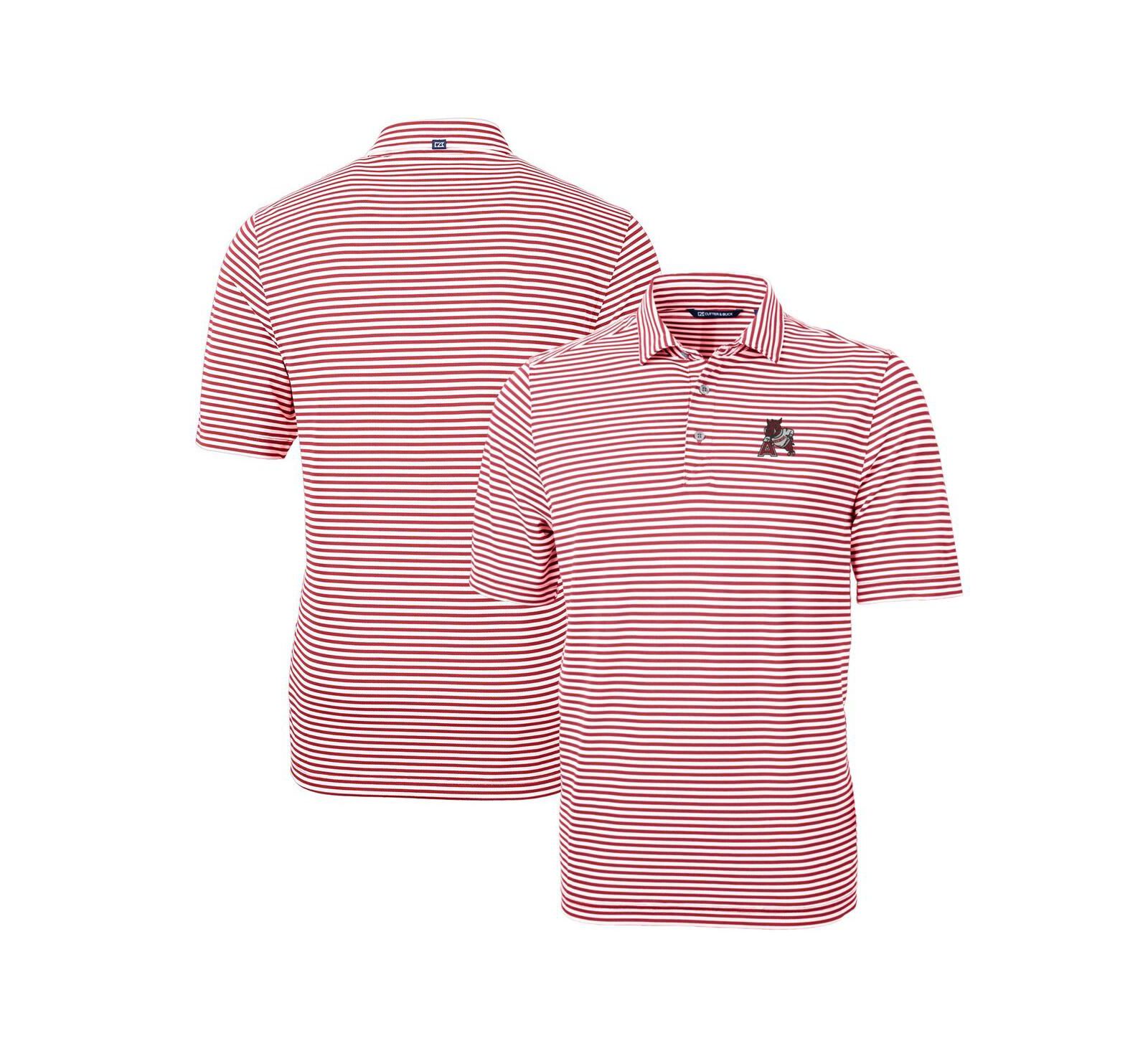 Cutter & Buck Men's Arkansas Razorbacks Throwback Logo Virtue Eco Pique Stripe Polo