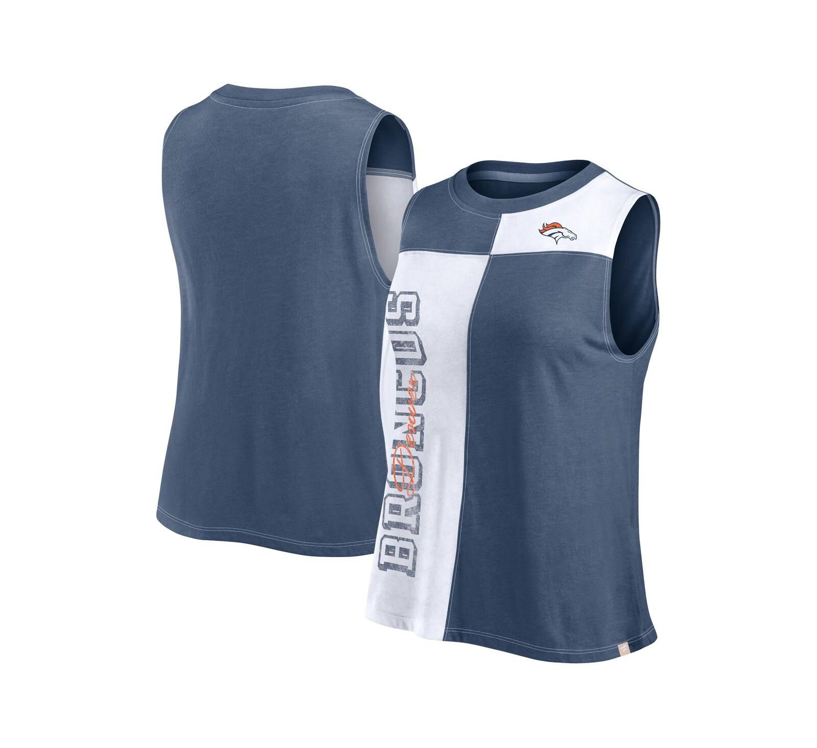 Женский топ Fanatics Denver Broncos, темно-синий/белый, с логотипом