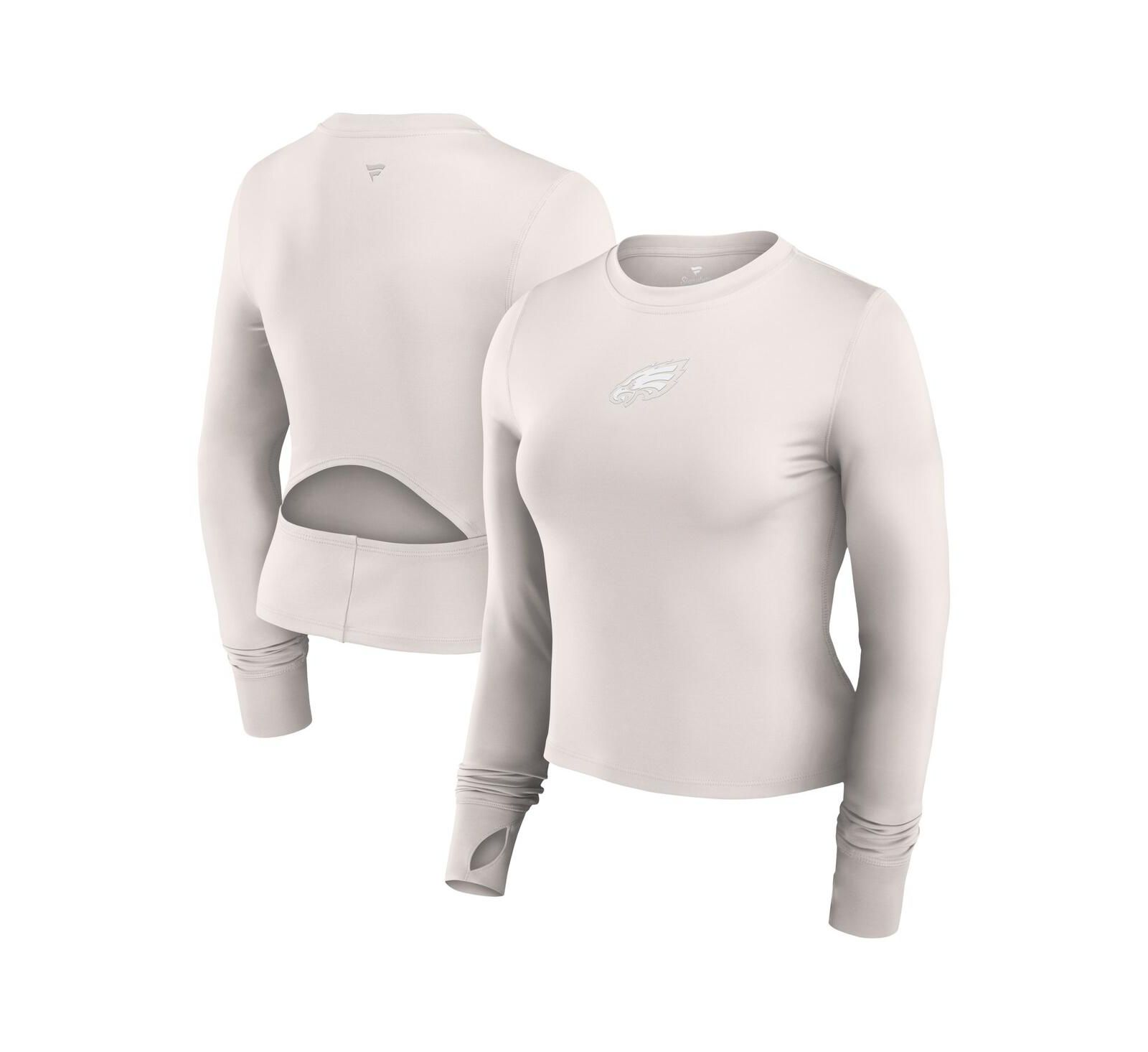 Fanatics Women's White Philadelphia Eagles Studio Fitted Long Sleeve Gym Top