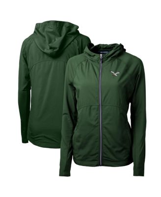 Cutter & Buck Women's Hunter Green Philadelphia Eagles Gridiron Classics Logo Adapt Eco Knit Hybrid Full-Zip Hoodie