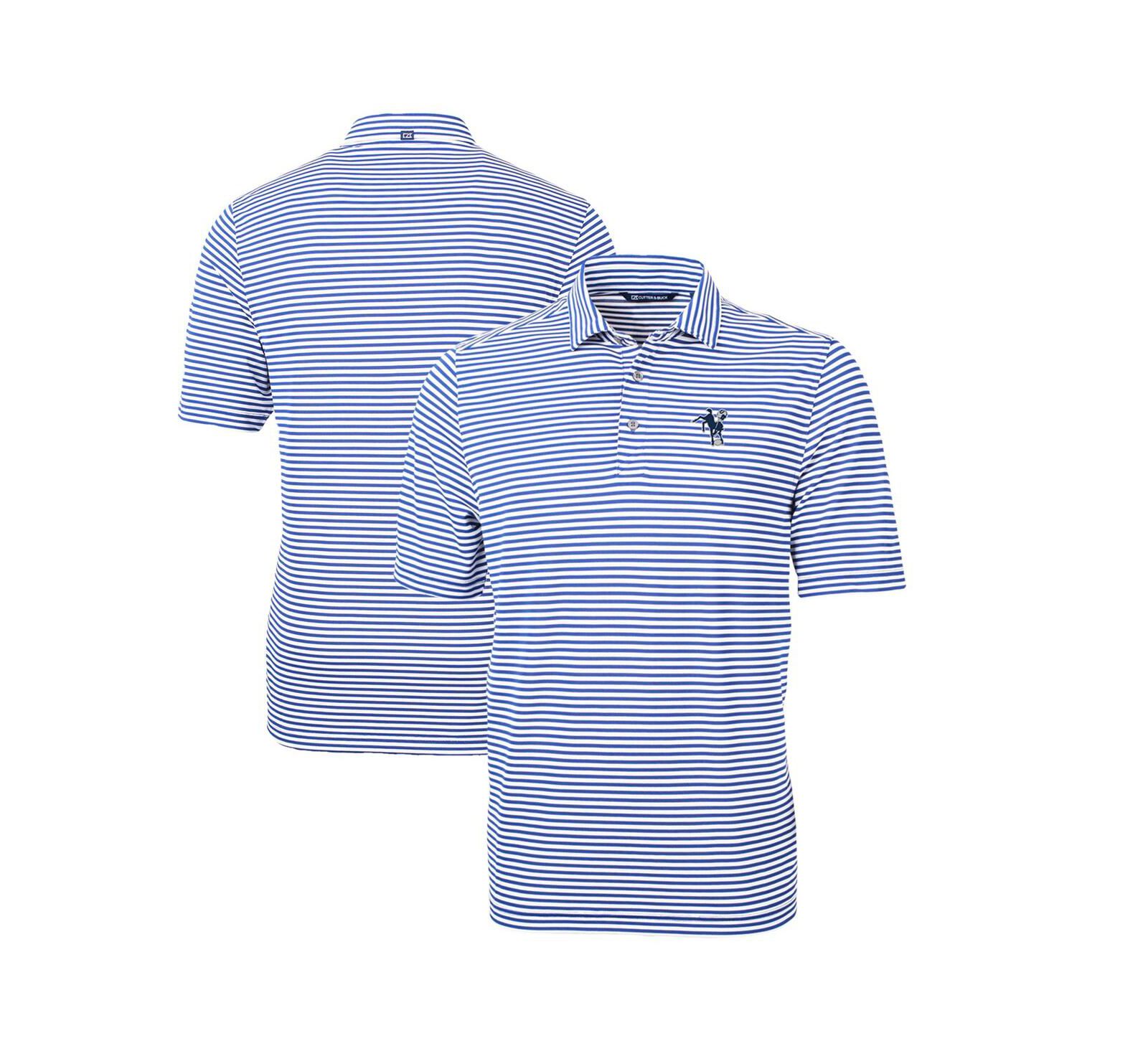 Cutter & Buck Men's Blue Indianapolis Colts Throwback Logo Virtue Eco Pique Stripe Polo