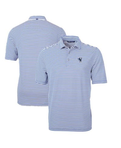 Мужская рубашка-поло Cutter & Buck Blue Indianapolis Colts Vintage Logo Virtue Eco Pique Stripe