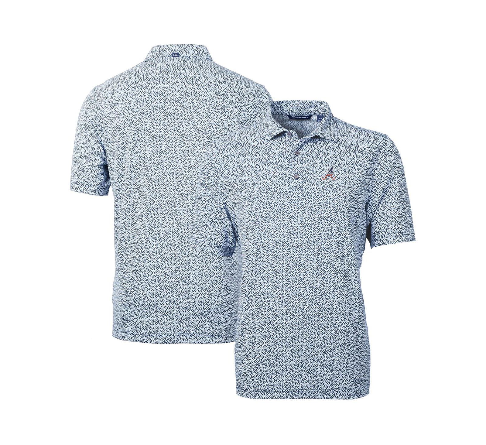 Cutter & Buck Men's Navy Atlanta Braves Americana Logo Virtue Eco-Pique Botanical Polo