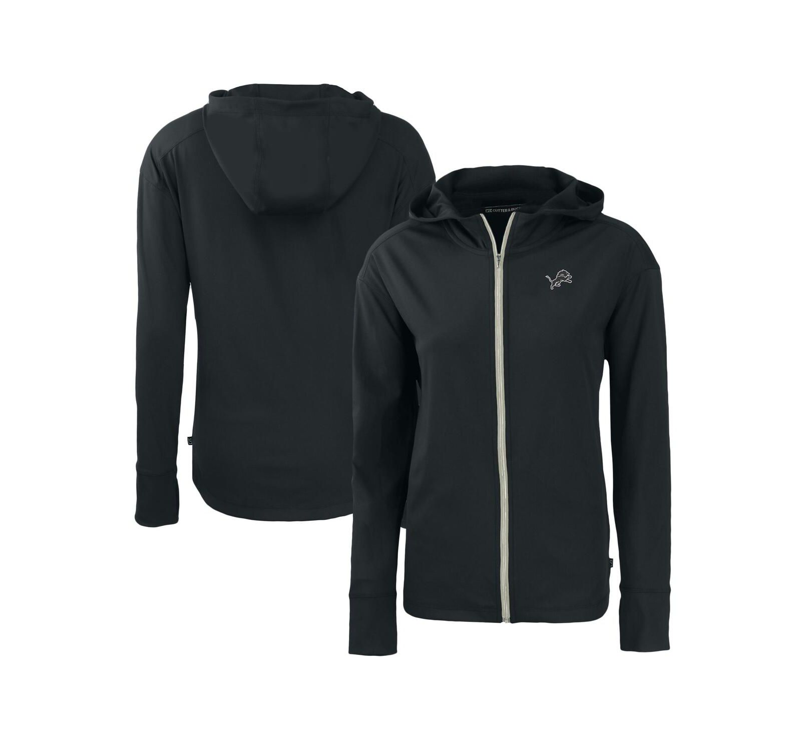Женское худи Cutter & Buck Black Detroit Lions Daybreak Eco Full-Zip