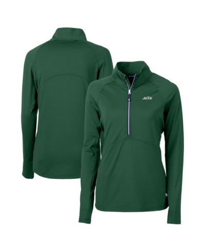 Cutter & Buck Женский топ с половинчатой молнией DryTec Adapt Eco Knit Stretch, Hunter Green, с логотипом New York Jets