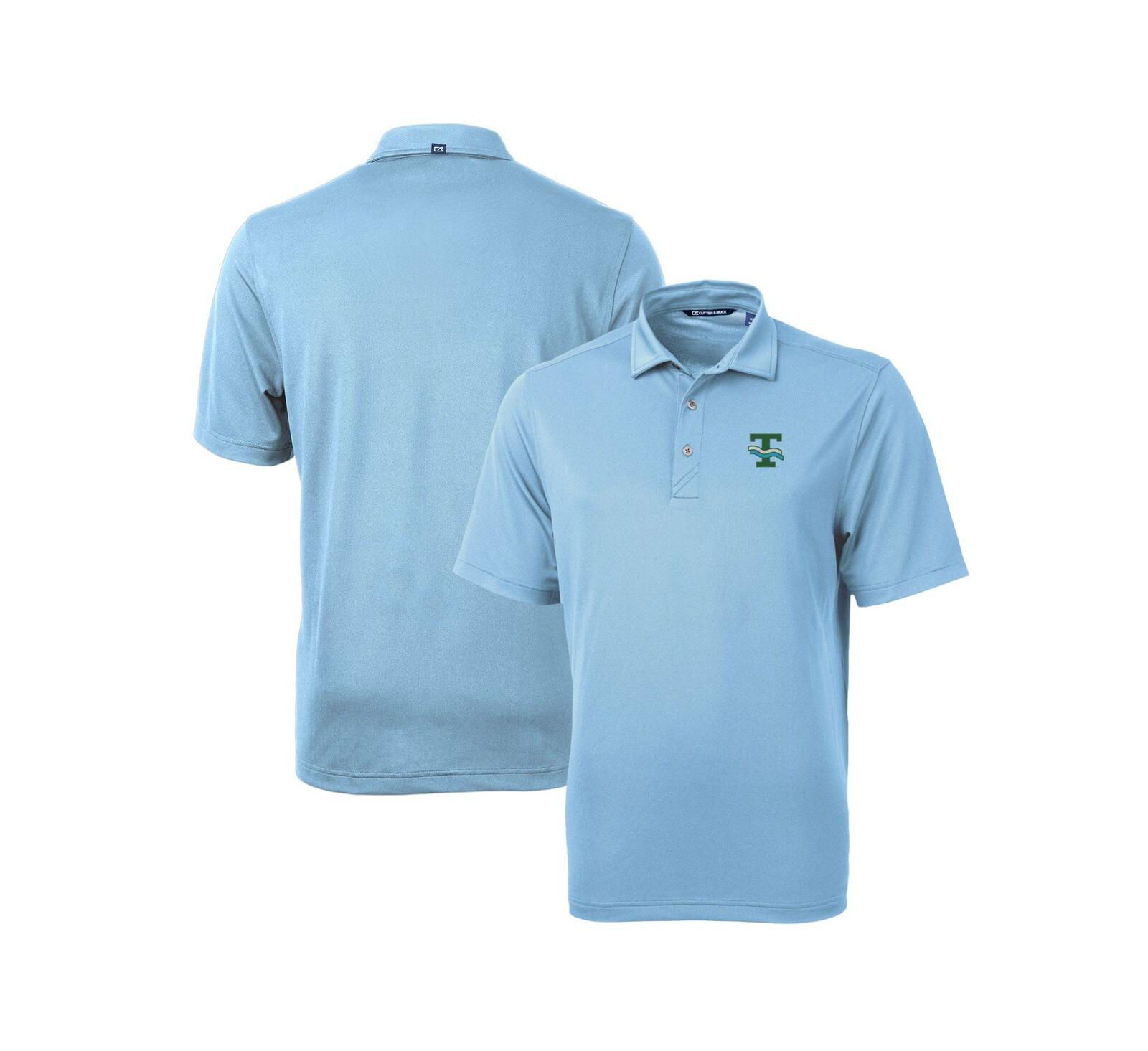 Cutter & Buck Men's Light Blue Tulane Green Wave Team Logo Virtue Eco Pique Polo
