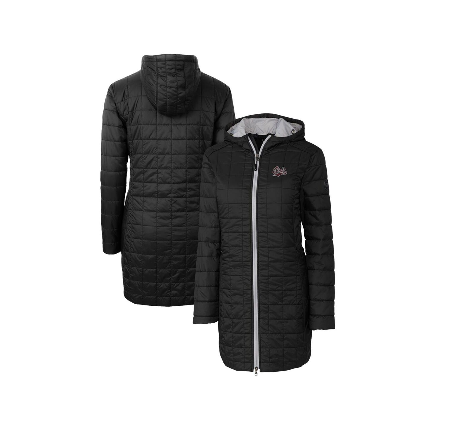 Cutter & Buck Women's Black Montana Grizzlies Rainier PrimaLoft Eco Hooded Long Coat