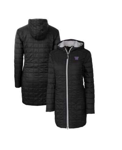 Женское черное утепленное худи-пальто Cutter & Buck Washington Huskies Rainier PrimaLoft Eco с капюшоном