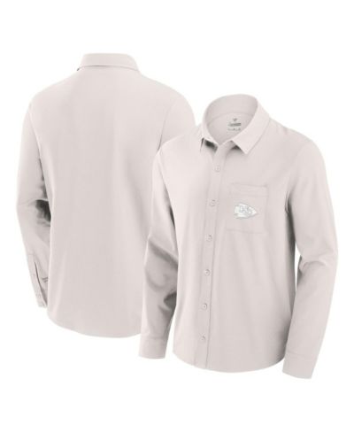 Рубашка Fanatics Men's Cream Kansas City Chiefs Front Office с длинным рукавом