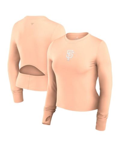 Женский спортивный топ Fanatics Pink San Francisco Giants Studio Fitted Long Sleeve