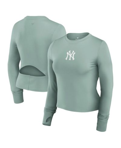 Женский спортивный топ Fanatics Women's Green New York Yankees Studio Fitted Long Sleeve