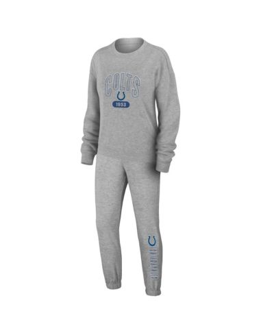 WEAR by Erin Andrews Women's Heather Gray Indianapolis Colts Plus Size Knitted Tri-Blend Long Sleeve T-Shirt & Pants Lounge Set