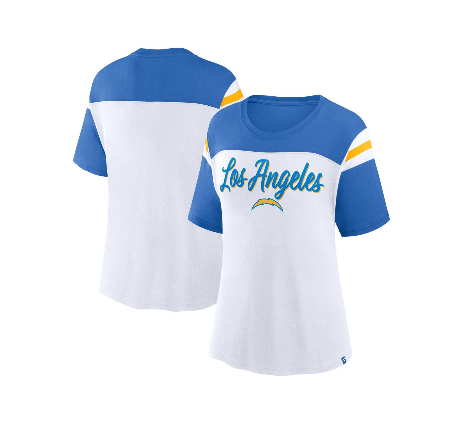 Fanatics Women's White Blue Los Angeles Chargers Cheer Chant Fashion T-Shirt