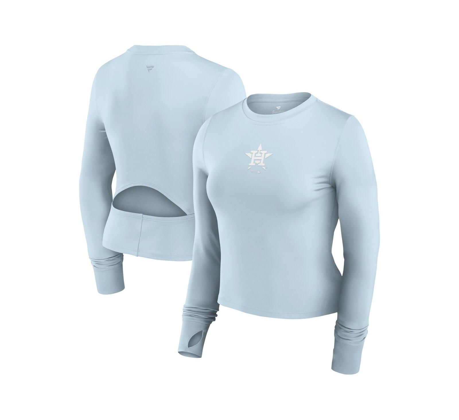 Fanatics Women's Light Blue Houston Astros Studio Fitted Long Sleeve Gym Top