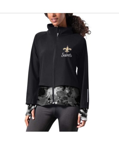MSX by Michael Strahan Women's Black New Orleans Saints Grace Raglan Full-Zip Running Jacket