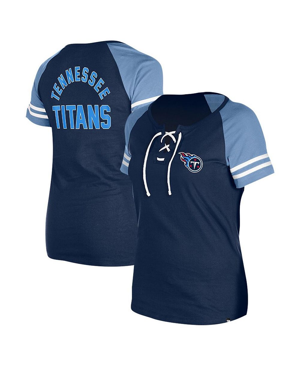 Женская футболка New Era Navy Tennessee Titans Lace-Up Raglan
