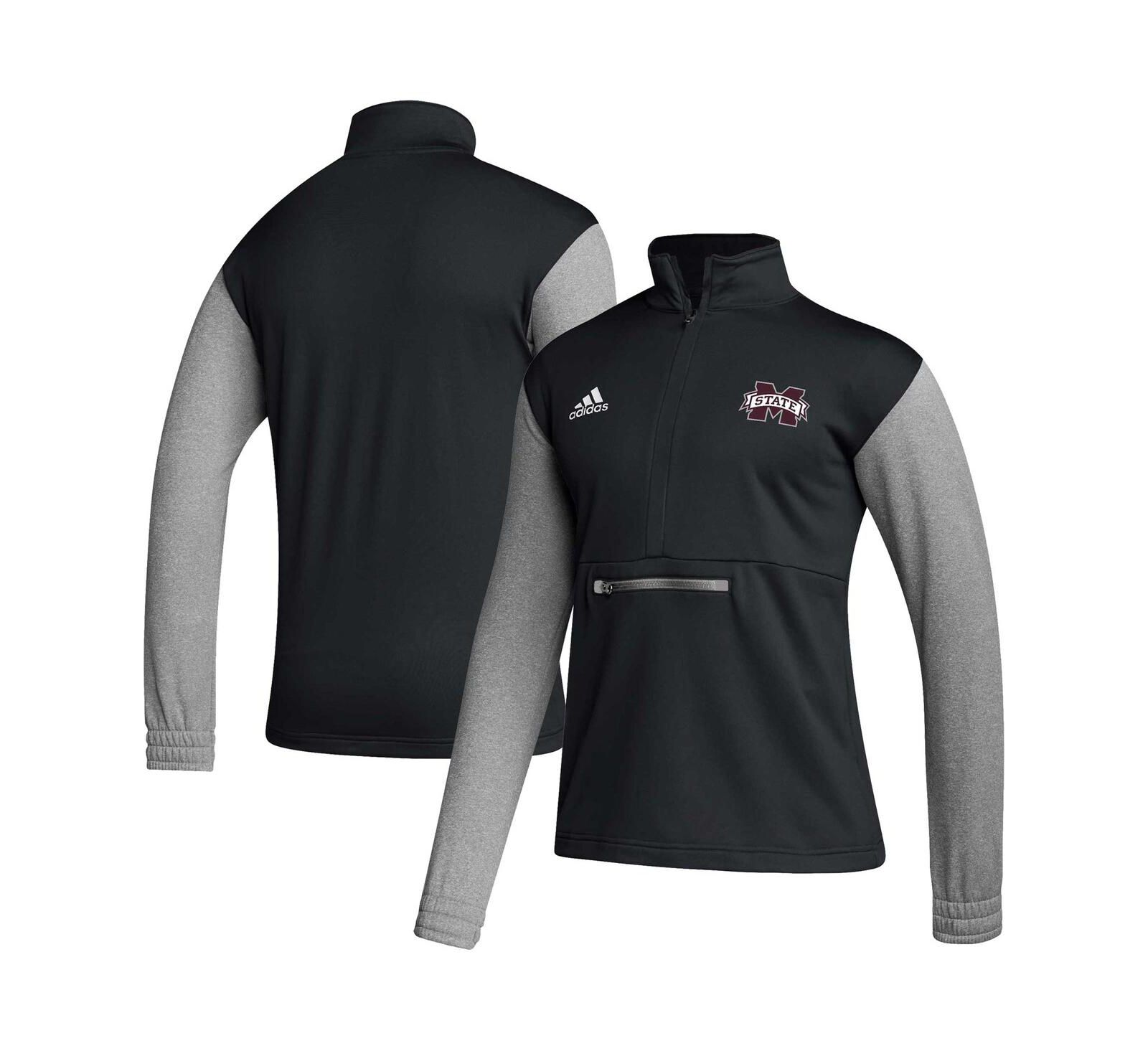 Мужской топ Adidas Black Mississippi State Bulldogs Sideline AEROREADY с полумолнией