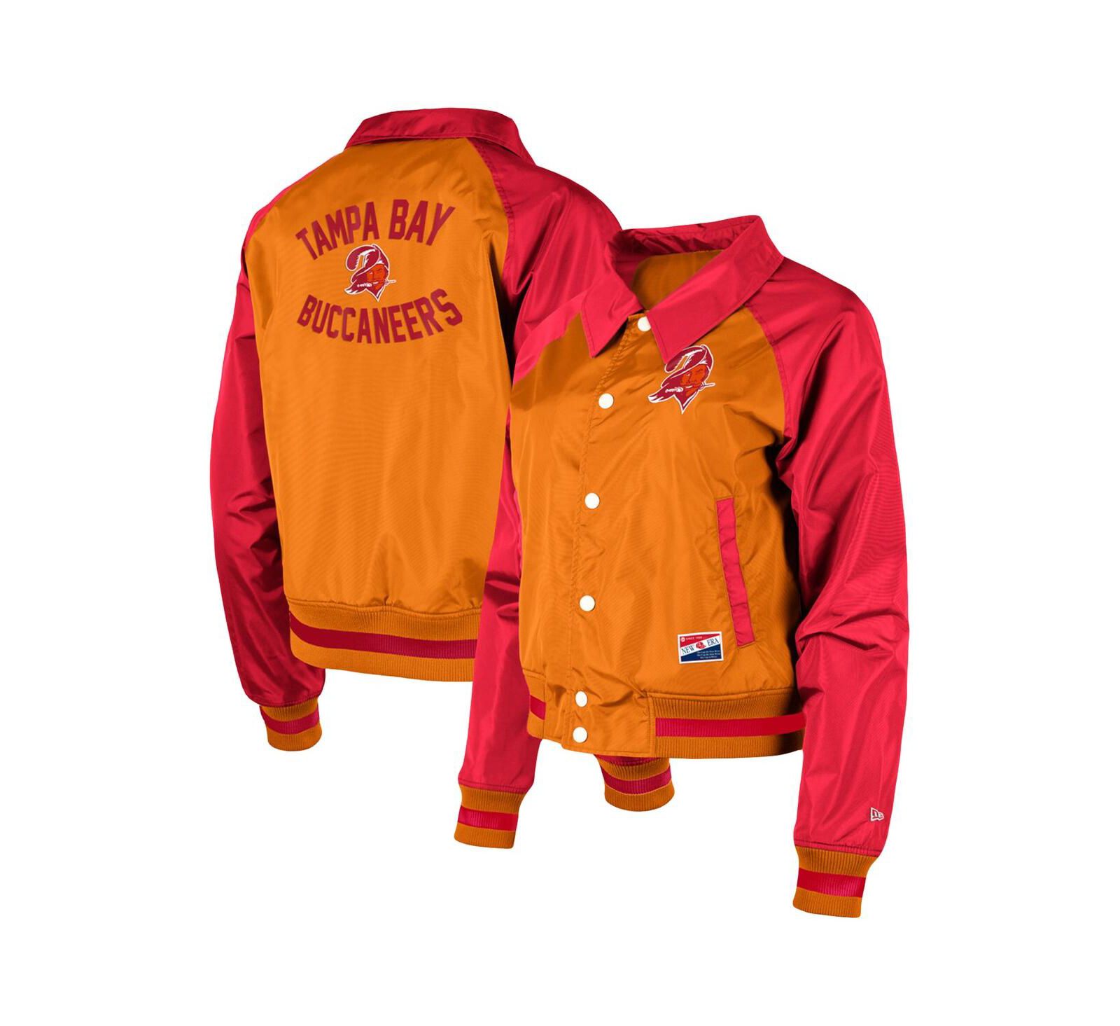New Era Women's Orange Tampa Bay Buccaneers Coaches Raglan Full-Snap Jacket