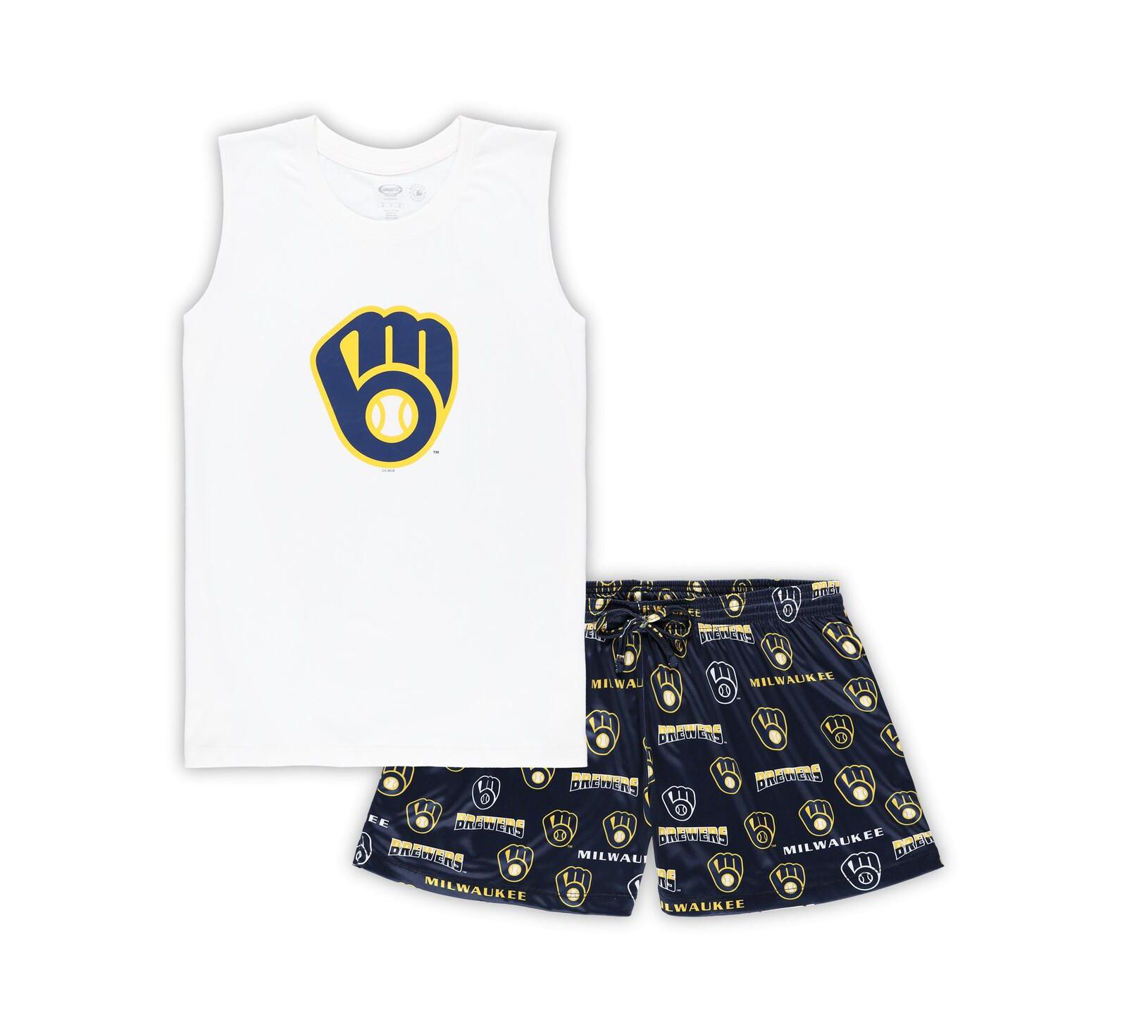 Женский комплект для сна Concepts Sport Milwaukee Brewers: майка, шорты и пижама, Plus Size