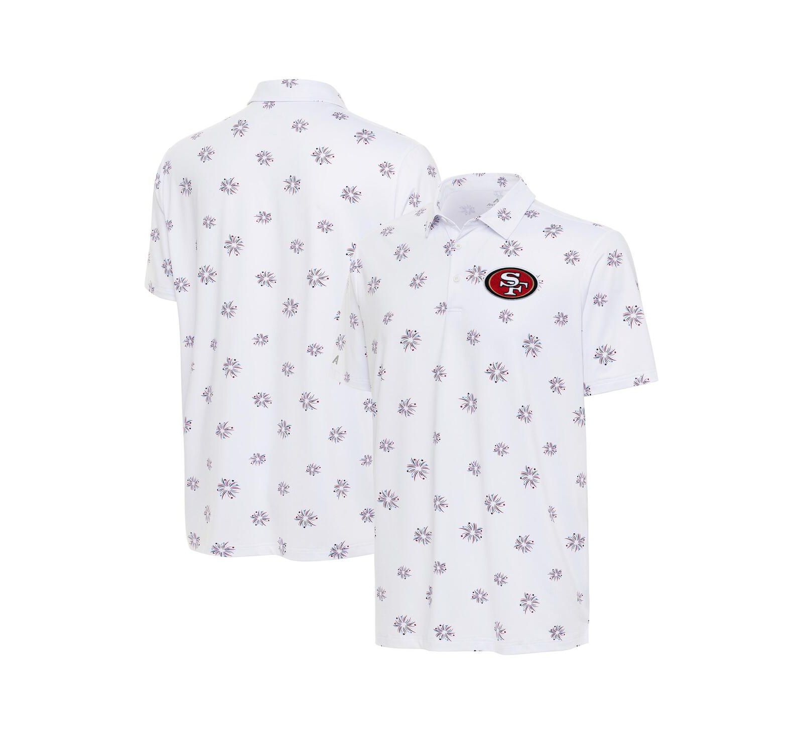 Antigua Men's White San Francisco 49ers Fireworks Polo