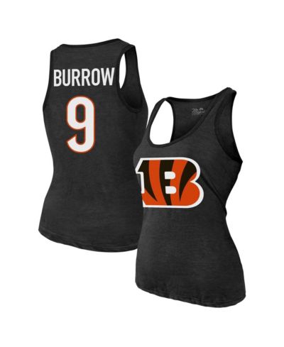 Majestic Women's Joe Burrow Black Cincinnati Bengals Name & Number Tri-Blend Tank Top