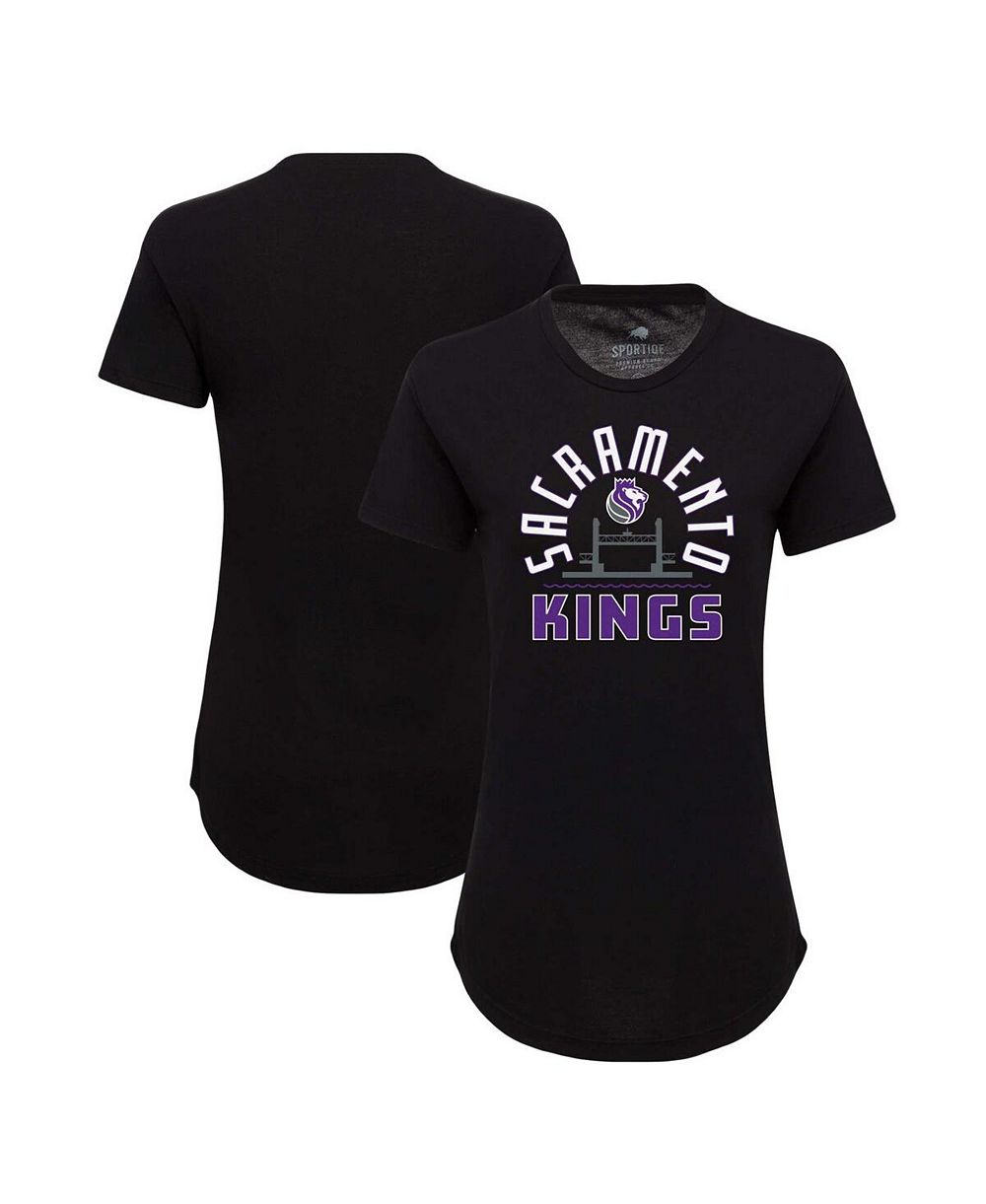 Женская футболка Sportiqe Sacramento Kings Phoebe, супермягкая трикотажная смесь, черная