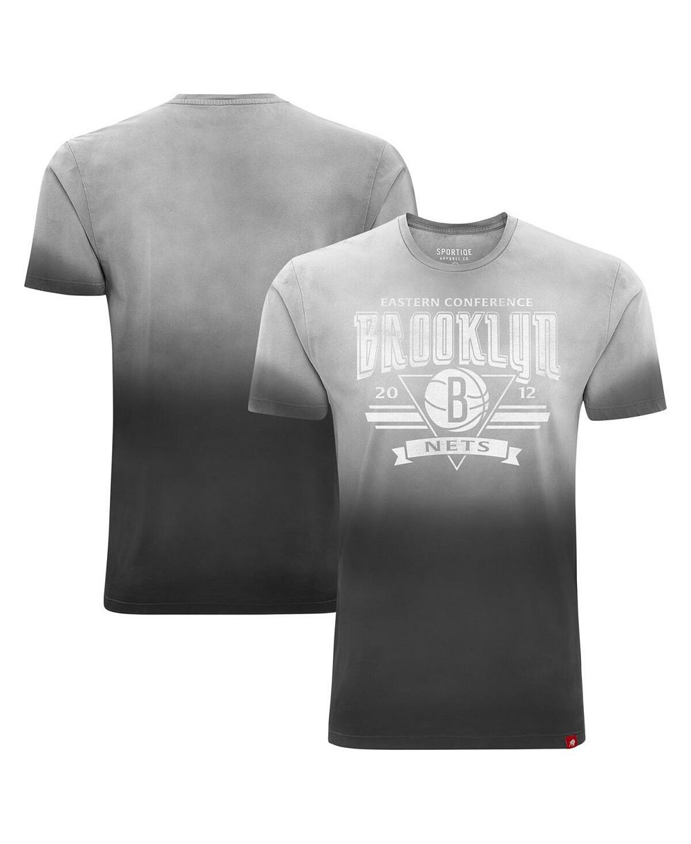 Мужской и женский футболк Sportiqe Black Brooklyn Nets Bingham Sun-Fade