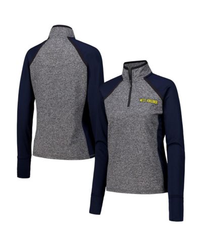 Camp David Женская куртка Raglan Quarter-Zip West Virginia Mountaineers Navy/Heather Gray