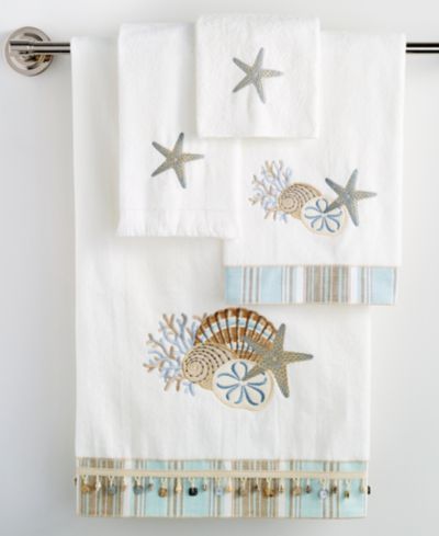 Avanti By the Sea вышитое хлопковое полотенце для лица, 13" x 13"