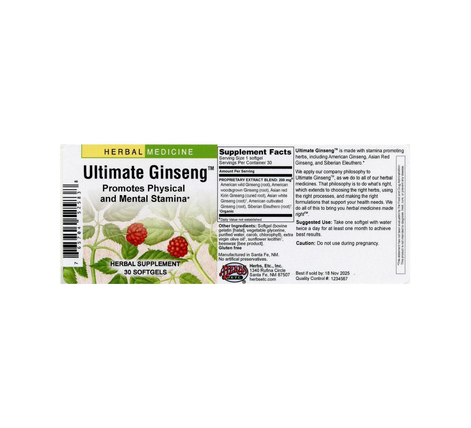 БАД Trace Minerals Herbs ETC. Ultimate Ginseng, 30 CT