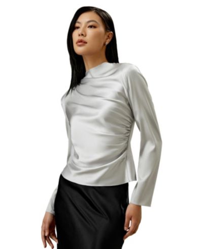 Женская шелковая блузка LILYSILK Oblique Wave Silk