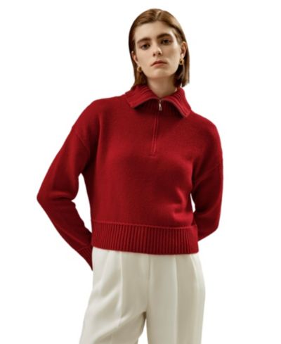 LILYSILK Women's Relaxed Fit Wool-Cashmere Blend Sweater